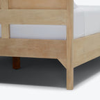 Homecrest natural mango wood bed frame with sturdy legs and clean minimalist design