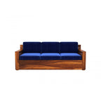 Homecrest Netley 5 seater Chesterfield sofa featuring a rich walnut finish Sheesham wood frame and blue velvet cushions