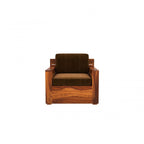Homecrest Netley single seater sofa in brown fabric with a walnut finish solid Sheesham wood frame