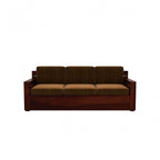 Homecrest Netley 5 seater rectangular sofa in brown fabric with a dark walnut finish Sheesham wood frame