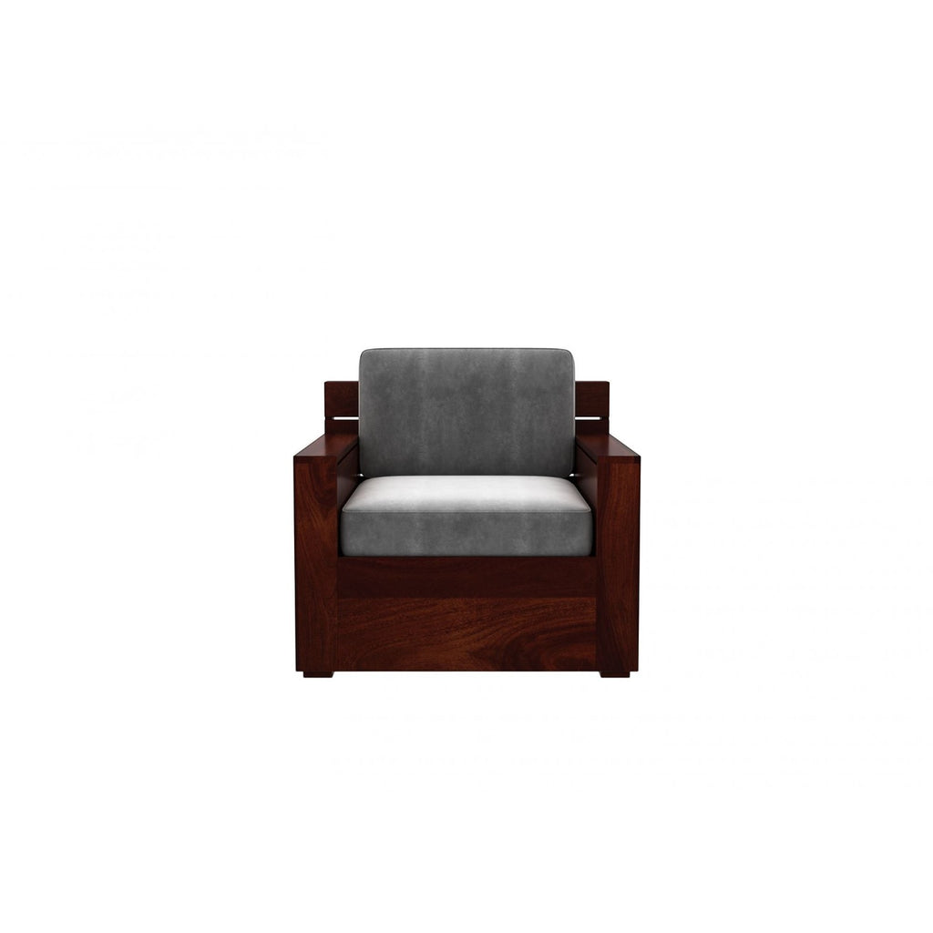 Homecrest Netley 5 seater wooden sofa chair in walnut finish with grey high density foam cushions