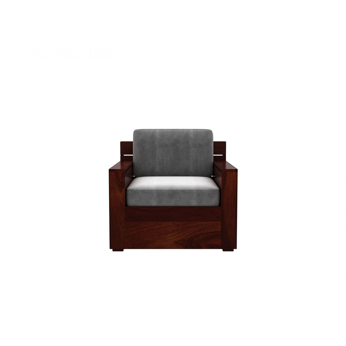 Homecrest Netley 5 seater wooden sofa chair in walnut finish with grey high density foam cushions