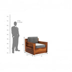 Homecrest Netley wooden armchair with grey high density foam cushions and walnut finish sheesham wood frame