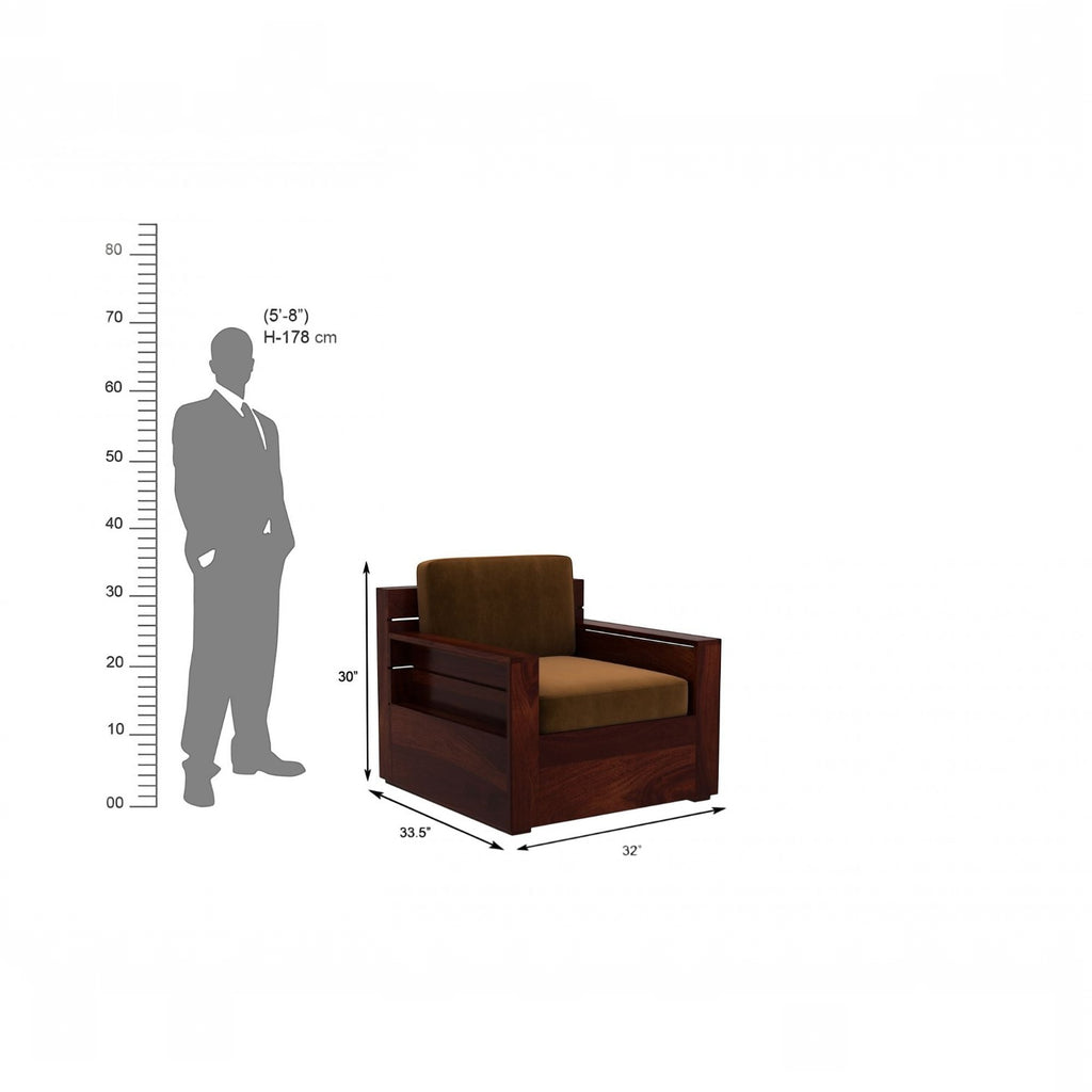 Homecrest Netley 5 seater wooden sofa set in brown with sheesham wood frame and high density foam cushion