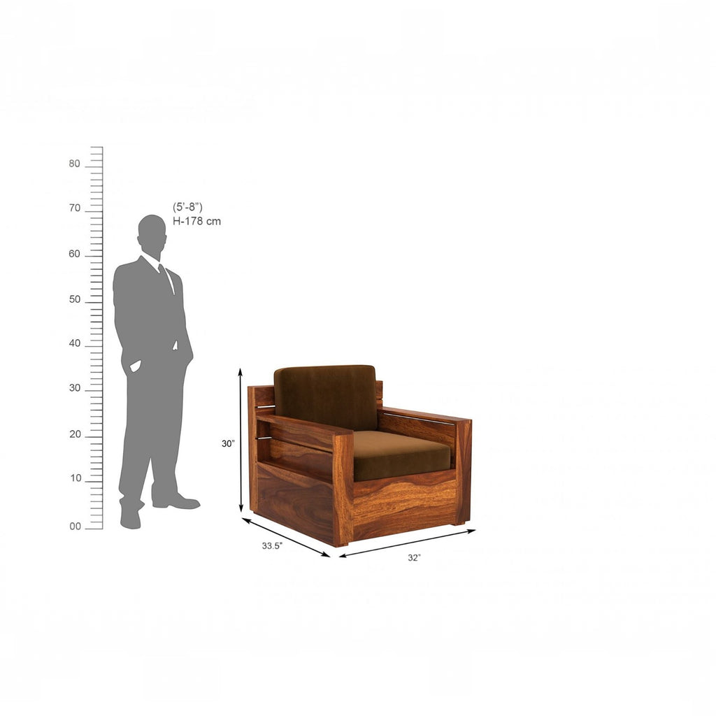 Homecrest Netley 5 seater wooden sofa set in brown with high density foam cushions and a natural wood finish.