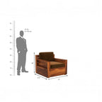 Homecrest Netley 5 seater wooden sofa set in brown with high density foam cushions and a natural wood finish.