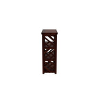 Homecrest Perrin compact bookshelf in solid sheesham wood with a dark walnut finish and open side shelving
