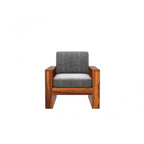 Homecrest Pilton wooden armchair with a rich walnut finish frame and grey upholstered seat and backrest