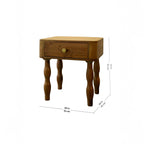 Homecrest Ravenna bedside table in natural solid acacia wood with a single drawer and unique curvy legs