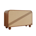Homecrest Roswell 6 drawer dresser back view showing warm brown acacia wood frame and rounded ball feet