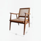 Homecrest Semley mid-century armchair crafted from reclaimed teak wood with a natural hand-woven rattan wicker seat.