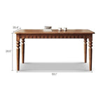 Homecrest Solene solid mango wood rectangular six-seat dining table with turned legs and natural wood finish