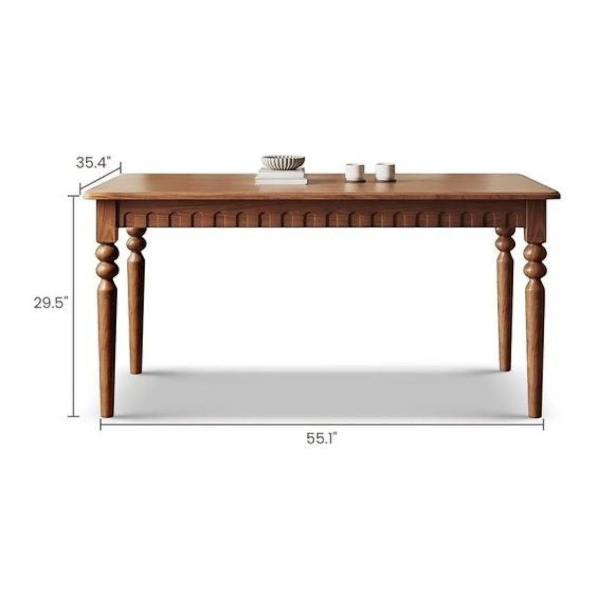 Homecrest Solene solid mango wood rectangular six-seat dining table with turned legs and natural wood finish