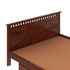 Homecrest Somerton king size bed in honey finish sheesham wood with a slatted headboard and two storage drawers