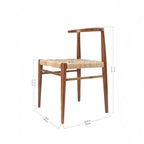 Homecrest Thornby dining chair in natural teak wood with a hand-woven rattan wicker seat and low-back spindle design.