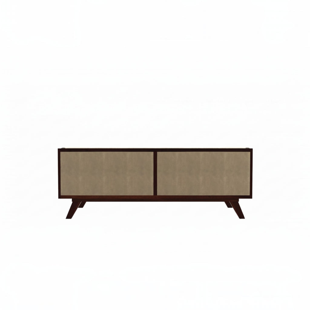 Homecrest Sturton sofa in a neutral husk velvet fabric with a rectangular frame and dark wooden legs
