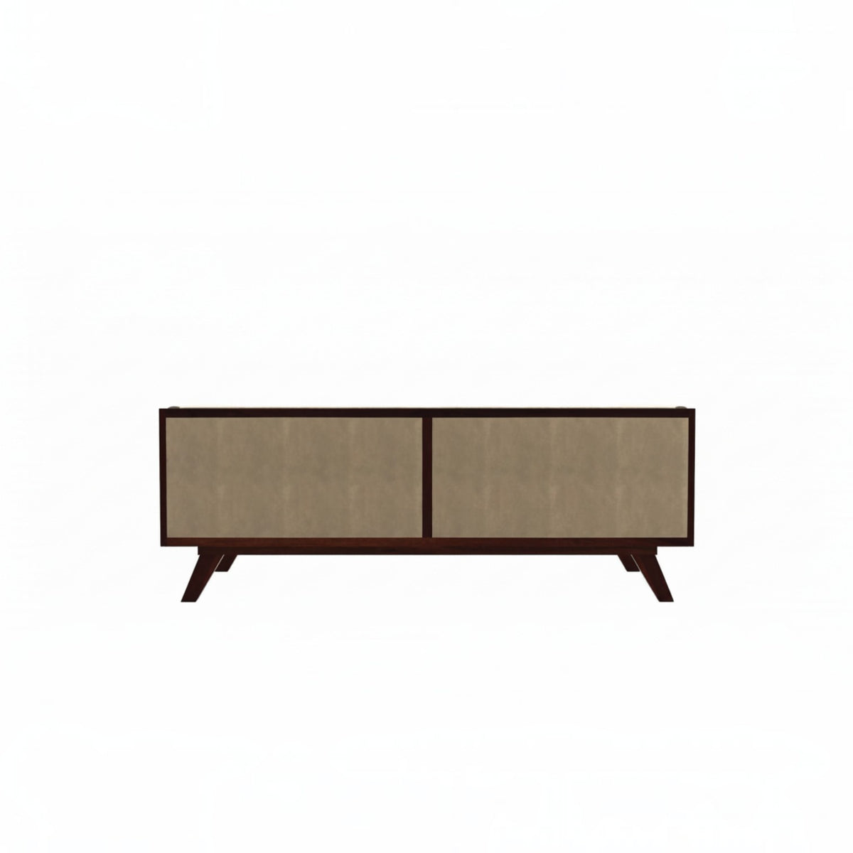 Homecrest Sturton sofa in a neutral husk velvet fabric with a rectangular frame and dark wooden legs