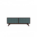 Homecrest Sturton velvet sofa in dusk blue with a rectangular frame and dark wooden legs