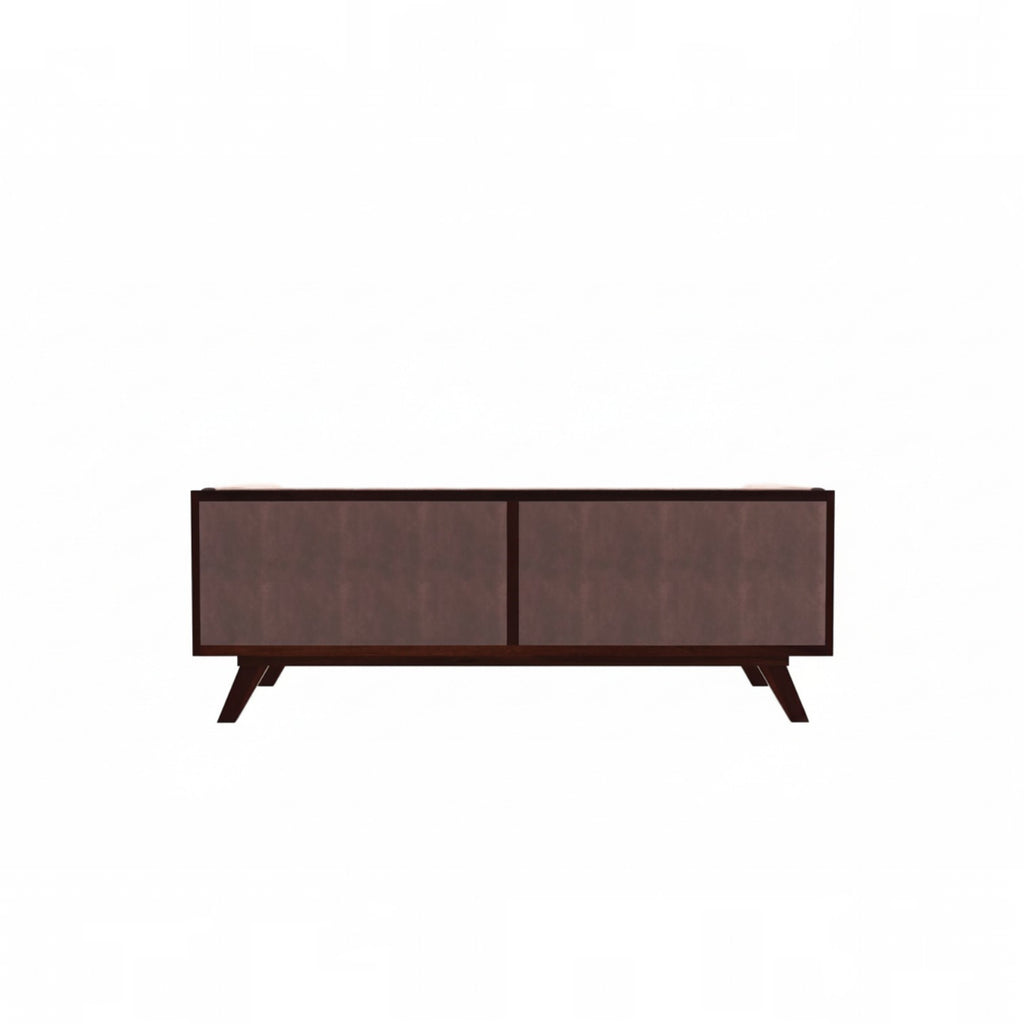 Homecrest Sturton velvet sofa in a rectangular Chesterfield style with dark wooden legs on a white background