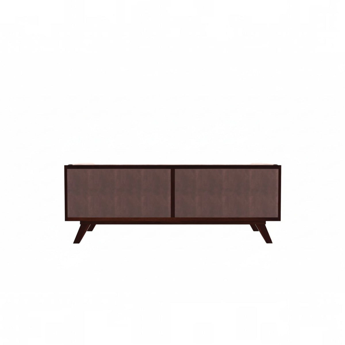 Homecrest Sturton velvet sofa in a rectangular Chesterfield style with dark wooden legs on a white background