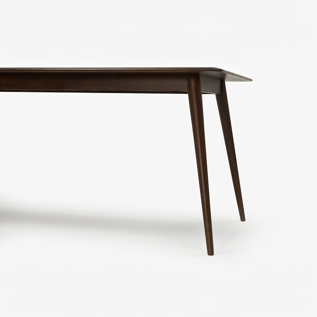 Homecrest Tarn rectangular dining table in dark walnut finish with tapered legs made from solid sheesham wood