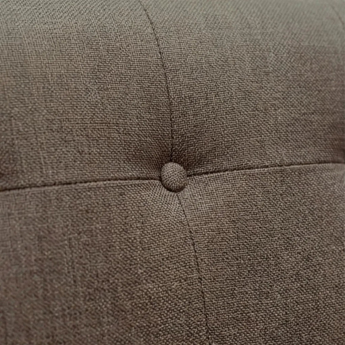 Close-up of Homecrest 3-seater sofa featuring brown textured fabric upholstery with elegant button tufting detail.