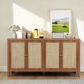 Homecrest Wexley sideboard in natural sheesham wood with rattan door panels and adjustable internal shelving