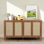 Homecrest Wexley sideboard in natural sheesham wood with rattan door panels and adjustable internal shelving