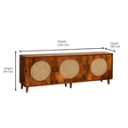 Petra three-door cane TV cabinet — source dimensions diagram (image 5)