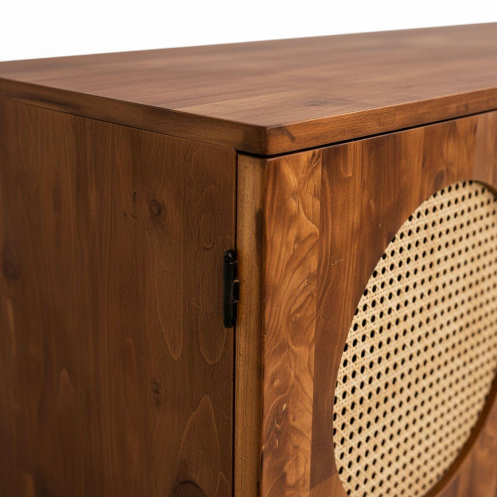 Petra three-door cane TV cabinet — source image 7