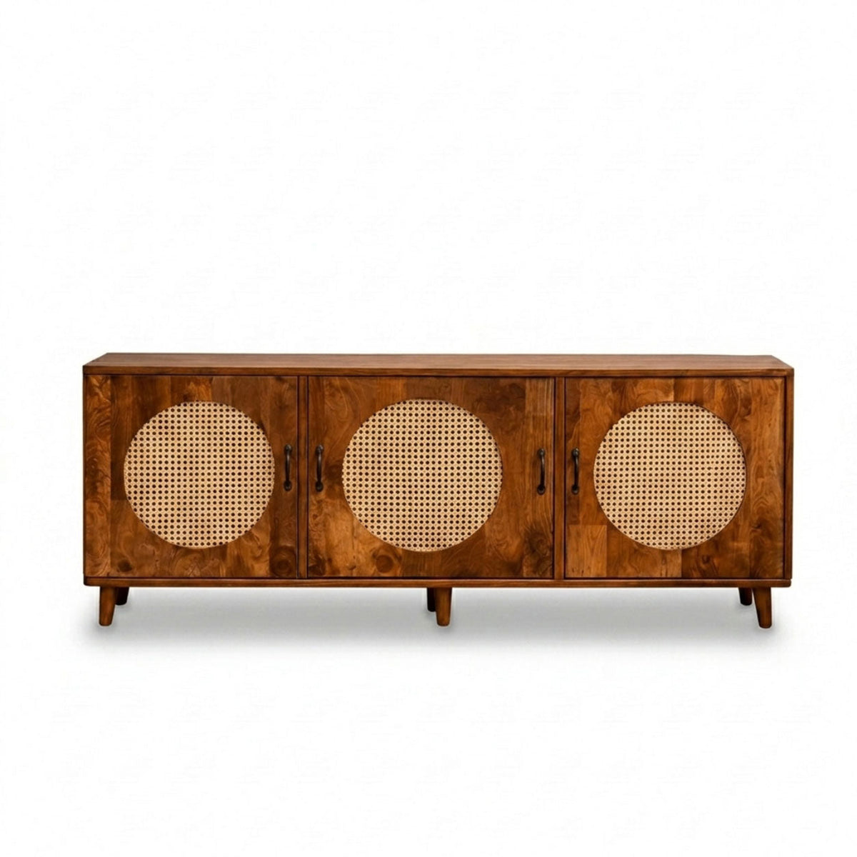 Petra three-door cane TV cabinet — source image 3