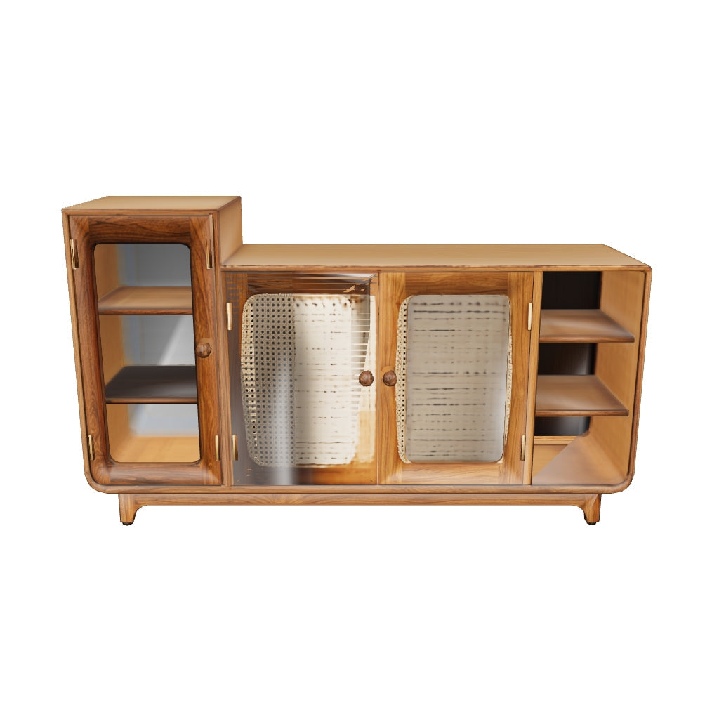 Selby — Teak, Wicker & Glass Sideboard