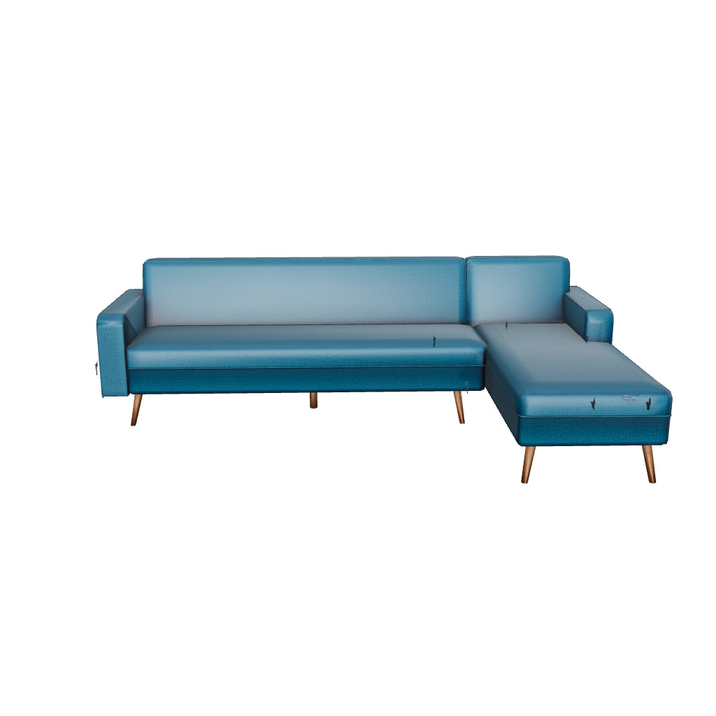 Thurston — Teak Wood Sectional Sofa with Chaise