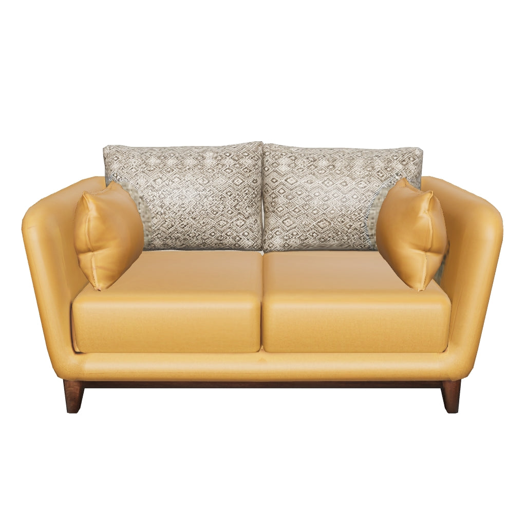 Aveley — Curved-Arm 2-Seater Sofa with Patterned Back Cushions