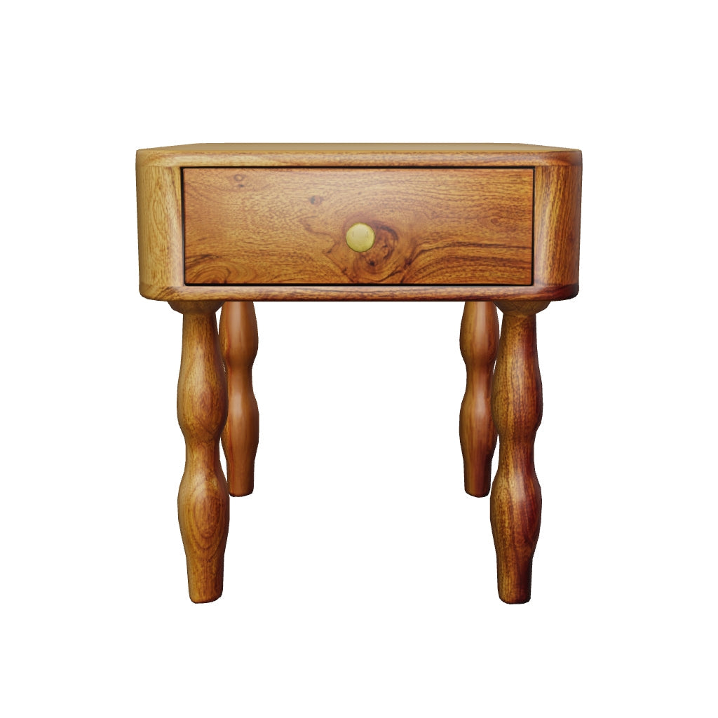 Ravenna — Curved-Leg Acacia Bedside Table