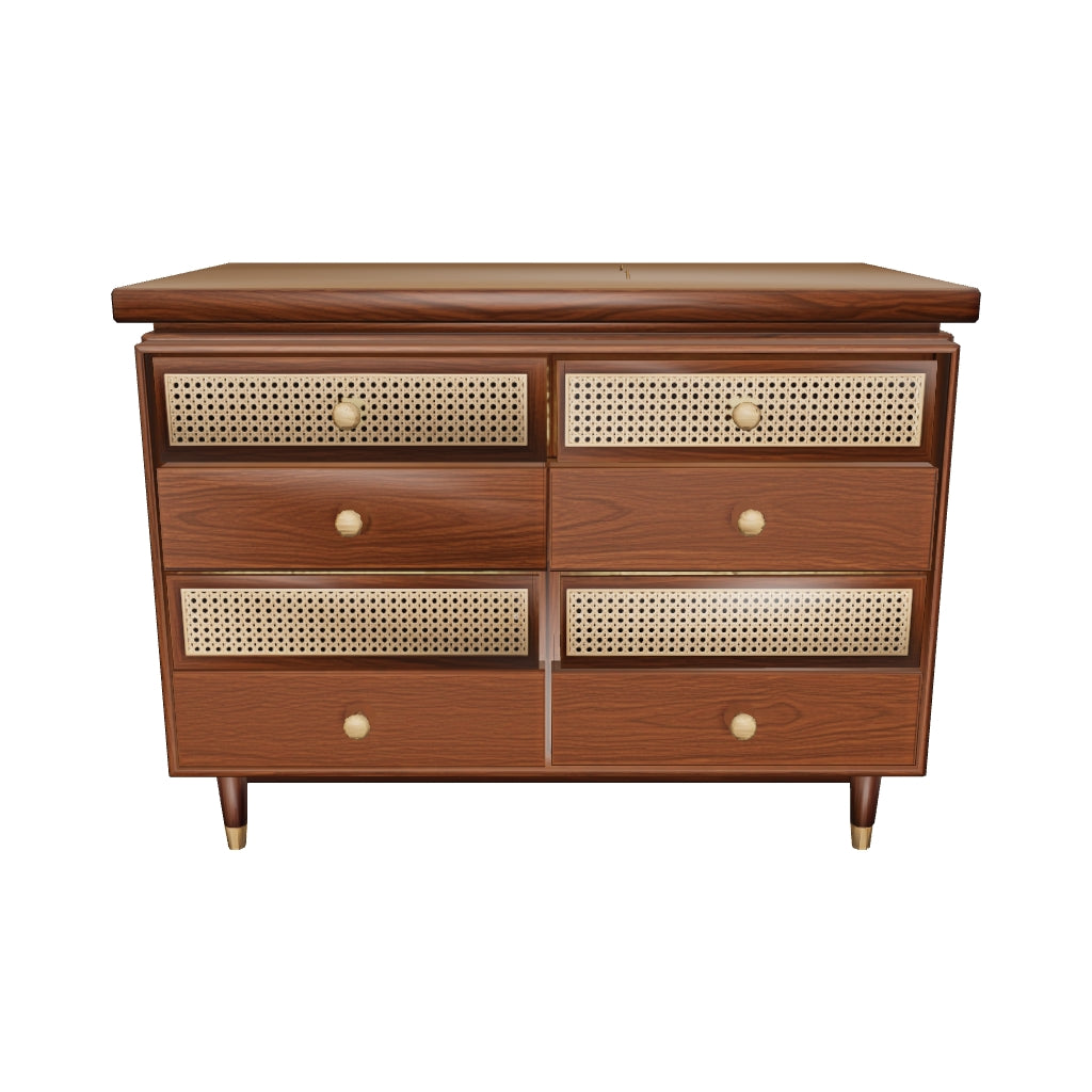 Sennen — Solid Sheesham Wood Chest of Drawers with Cane Fronts
