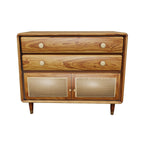 Meade — Solid Sheesham Wood Storage Cabinet with Cane Doors